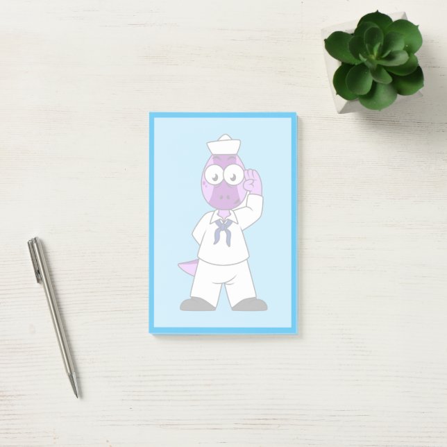 A Pachycephalosaurus Dinosaur Navy Sailor. Post-it Notes (Office)