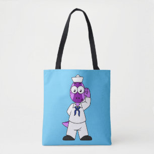 A Pachycephalosaurus Dinosaur Navy Sailor. Tote Bag