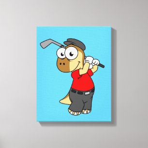 A Pachycephalosaurus Dinosaur Playing Golf. Canvas Print