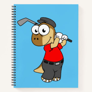 A Pachycephalosaurus Dinosaur Playing Golf. Notebook