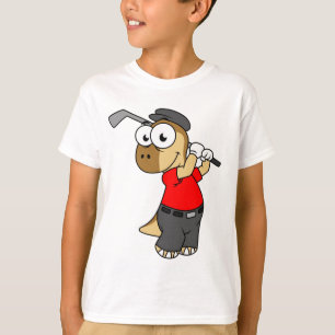 A Pachycephalosaurus Dinosaur Playing Golf. T-Shirt
