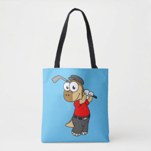 A Pachycephalosaurus Dinosaur Playing Golf. Tote Bag
