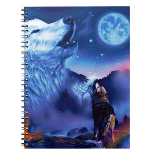 A pack of wolves on a dark night notebook