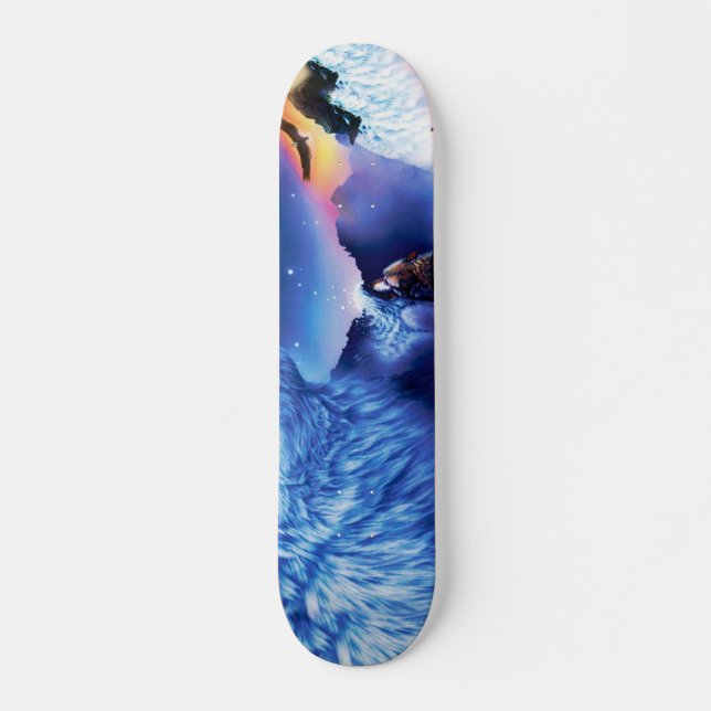 A pack of wolves on a dark night skateboard (Front)