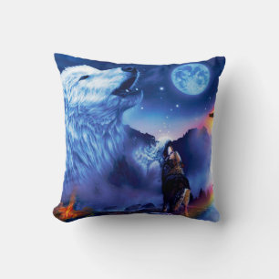 A pack of wolves on a dark night throw pillow