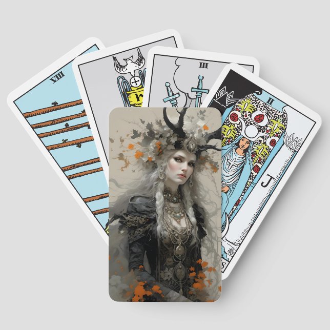 A Pagan Goddess With Antlers  Playing Cards (Back)