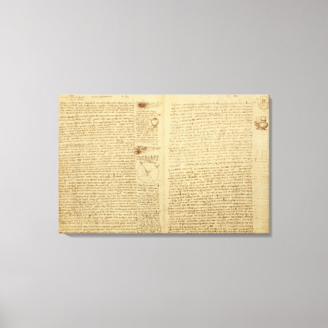 A page from the Codex Leicester, 1508-12 Canvas Print (Front)
