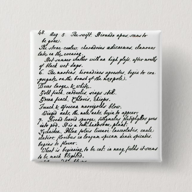 A page from the diary of Rev. James Woodforde 2 Inch Square Button (Front)
