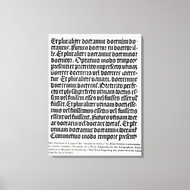 A page of the 'Grammaire Latine' Canvas Print (Front)