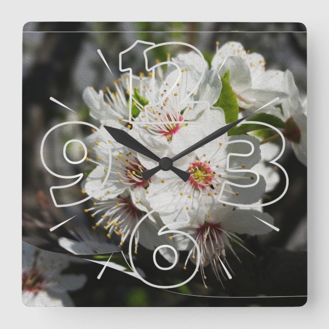 A page of white spring square wall clock (Front)