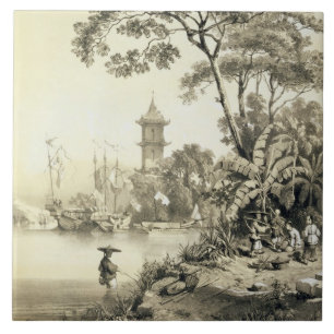 A Pagoda on the Macao-Canton Canal, plate 21 from Tile