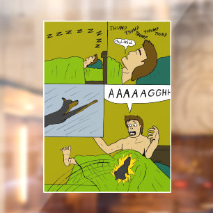 A painful wake up window cling