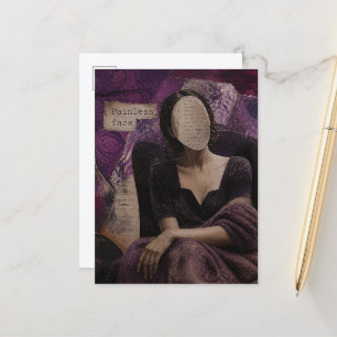 A Painless Face Mixed Media Collage Postcard