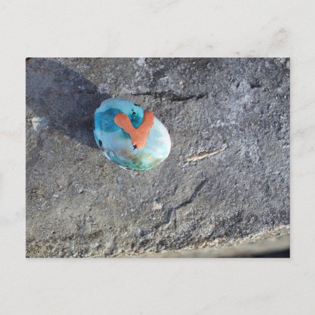 A painted heart rock postcard (Front)