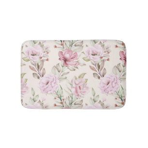 A Painting floral & leaves in Seamless pattern Bath Mat