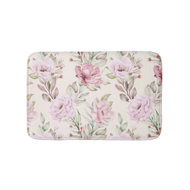 A Painting floral & leaves in Seamless pattern Bath Mat (Front)