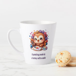 A Painting Made By A Turkey With A Smile Latte Mug