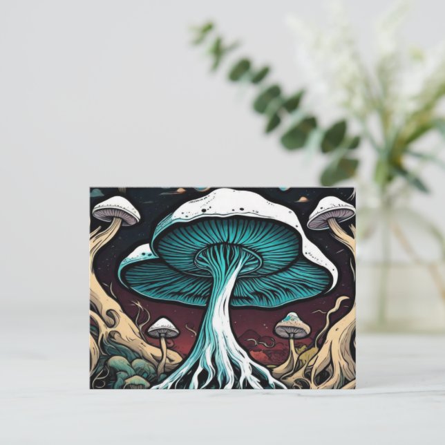 A Painting Mushrooms in the jungle Personalized Holiday Postcard (Standing Front)