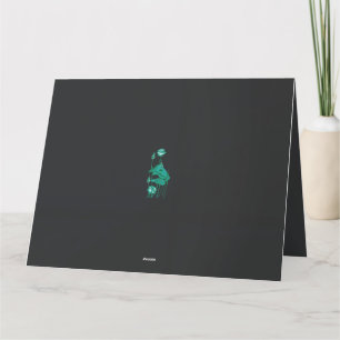 a painting of a flower and a fish on a black backg thank you card