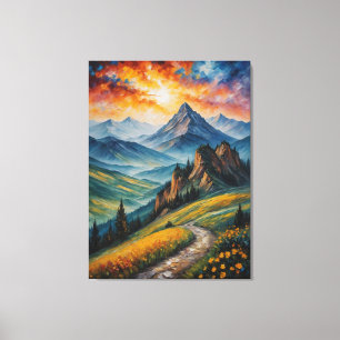 a painting of a mountain landscape canvas print