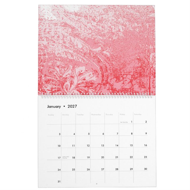 a painting of a red sky with trees calendar (Jan 2027)