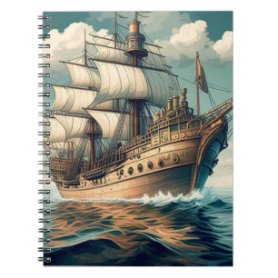 A Painting Of A Ship With The Sails Down-56350 Notebook