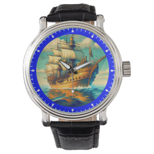A Painting Of A Ship With The Sails Down-56358 Lar Watch