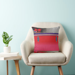 a painting of a woman in a pink dress throw pillow