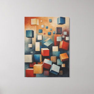 a painting of cubes floating in the air canvas print