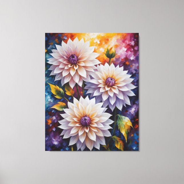 a painting of flowers on a colourful background canvas print (Front)