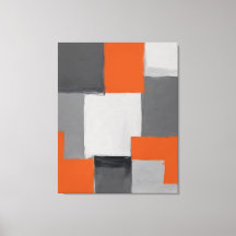 a painting of orange and grey squares