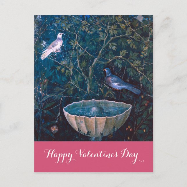 A PAIR OF DOVES IN THE GARDEN Valentine's Day Holiday Postcard (Front)