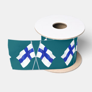 A Pair of Finnish Flags Satin Ribbon