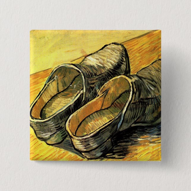 A Pair of Leather Clogs by Vincent van Gogh 2 Inch Square Button (Front)
