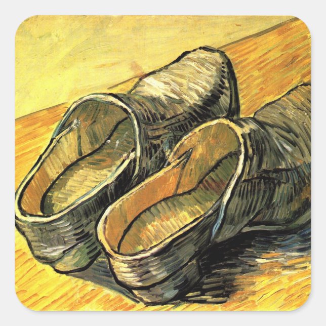 A Pair of Leather Clogs by Vincent van Gogh Square Sticker (Front)
