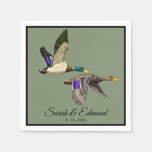 A pair of Mallard Ducks in flight  Napkin