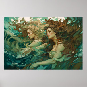 A pair of mermaids poster