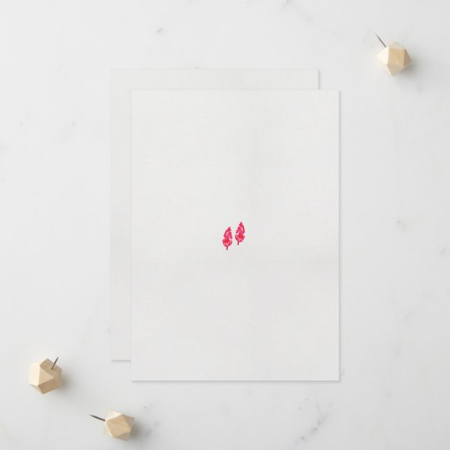 a pair of red leaves on a black background announcement (Front/Back In Situ)