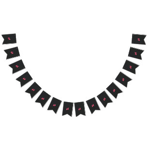 a pair of red leaves on a black background bunting flags