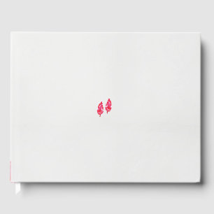 a pair of red leaves on a black background guest book