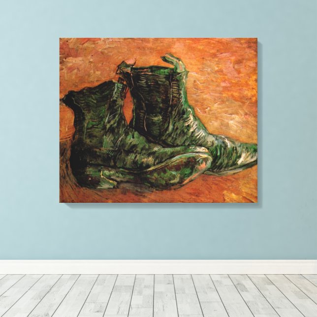 A Pair of Shoes by Vincent van Gogh Canvas Print (Insitu(Wood Floor))