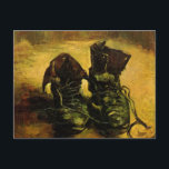 A Pair of Shoes by Vincent van Gogh Postcard<br><div class="desc">A Pair of Shoes by Vincent van Gogh is a vintage fine art post impressionism still life painting featuring an old pair of peasant workman boots with laces. Worker boots that a poor farmer would wear. About the artist: Vincent Willem van Gogh was a Post Impressionist painter whose work was...</div>