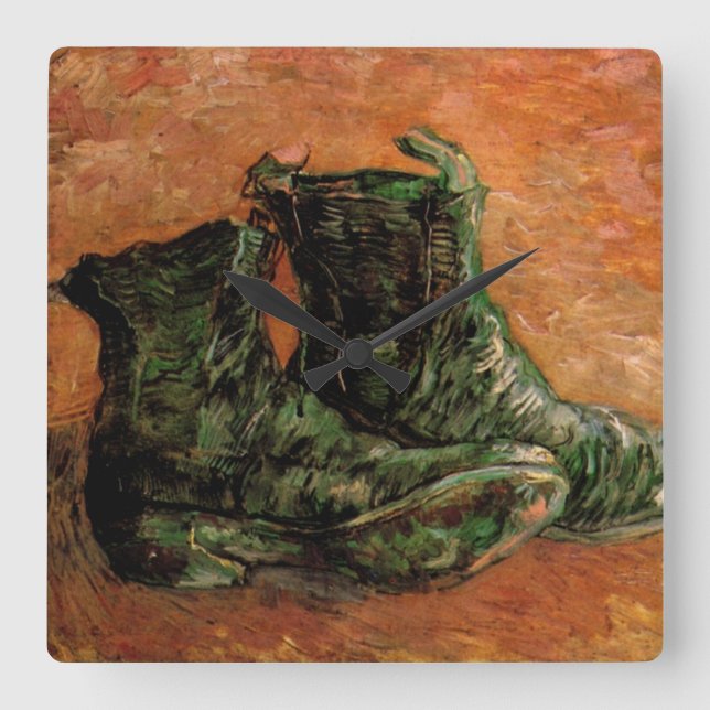 A Pair of Shoes by Vincent van Gogh Square Wall Clock (Front)