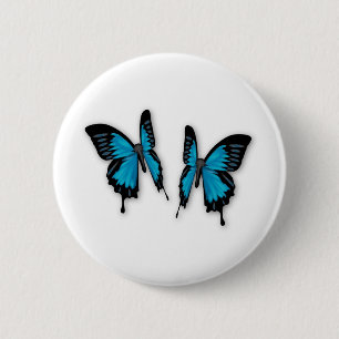 A Pair of Tropical Blue Butterflies 2 Inch Round Button