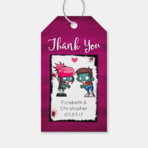 A Pair of Zombies in Love Wedding Thank You Gift Tags