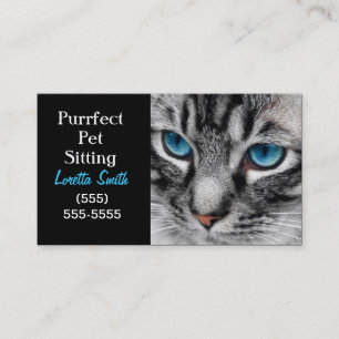 A-PAL - Silver Tabby Cat with Blue Eyes Close Up Business Card