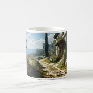 A Palace Adorned with a Flower in a Fantasy Realm Coffee Mug