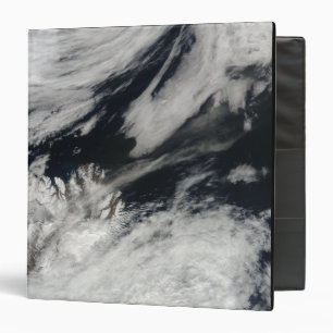 A pale grey ash plume blows from the summit binder