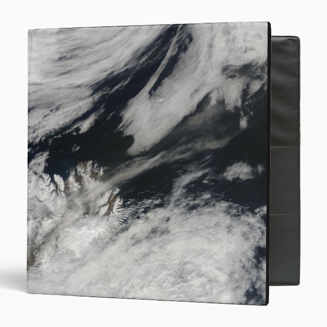 A pale grey ash plume blows from the summit binder (Front/Inside)