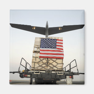 A pallet containing humanitarian relief supplie magnet